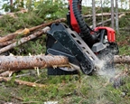 New Komatsu Harvester Head cutting a tree